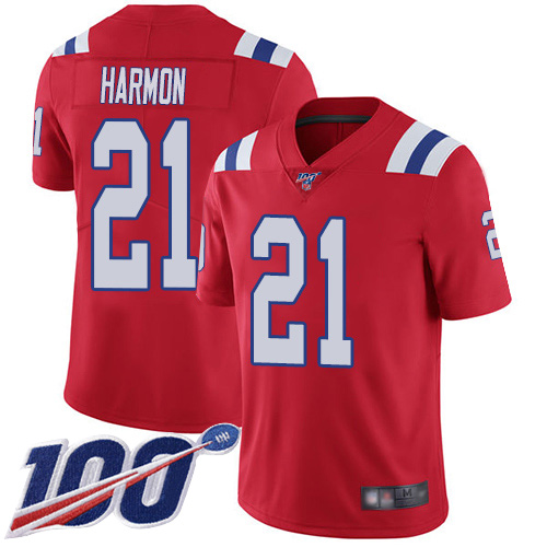 New England Patriots Football #21 100th Season Limited Red Men Duron Harmon Alternate NFL Jersey->youth nfl jersey->Youth Jersey